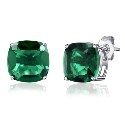 925 de plata elegantes Emerald Birthstone Necklace simulado Sterling Silver Heart Pendant Necklace