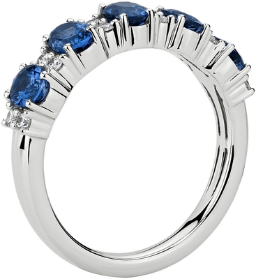 El laboratorio oval azul creó el zafiro y la Cinco-piedra Ring With Silver de la CZ
