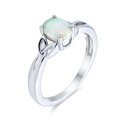 La CZ fina acentúa la eternidad apilable del 1/2 que el rosa azul oval creó a Opal Band Ring For Women