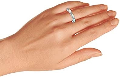 La CZ fina acentúa la eternidad apilable del 1/2 que el rosa azul oval creó a Opal Band Ring For Women