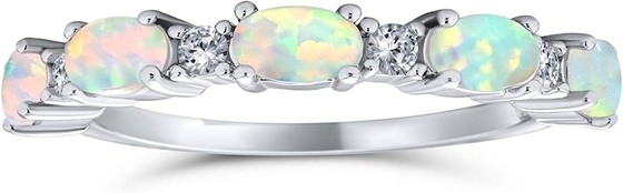 La CZ fina acentúa la eternidad apilable del 1/2 que el rosa azul oval creó a Opal Band Ring For Women