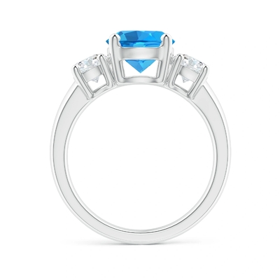Anillo de compromiso de piedra 925 Sterling Silver de Topaz And CZ tres azules suizos clásicos
