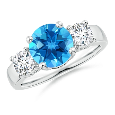 Las muchachas CZ acentúan a Topaz Ring With azul 925 Sterling Silver
