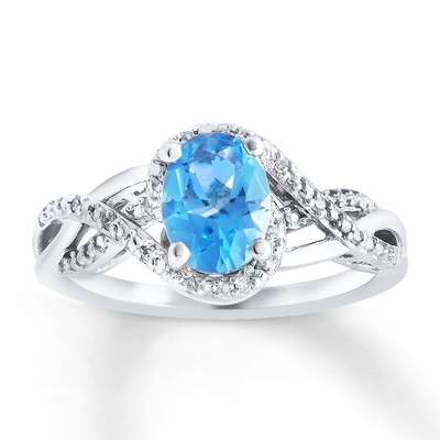 Las muchachas CZ acentúan a Topaz Ring With azul 925 Sterling Silver