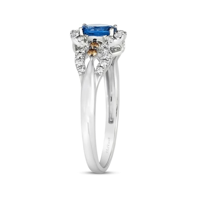 Corte Sapphire Ring de Le Vian Oval 1/5 oro blanco de la vainilla de Cttw CZ 14K