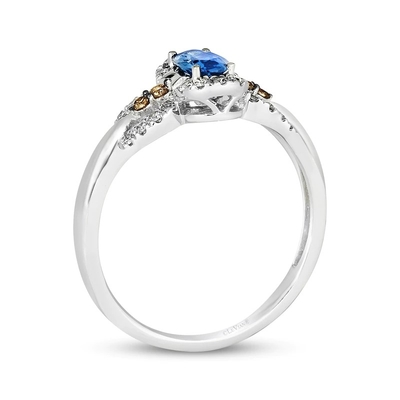 Corte Sapphire Ring de Le Vian Oval 1/5 oro blanco de la vainilla de Cttw CZ 14K