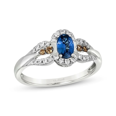 Corte Sapphire Ring de Le Vian Oval 1/5 oro blanco de la vainilla de Cttw CZ 14K