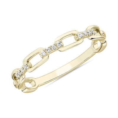 moda Ring For Women del vínculo de 9K Rose Gold With Silver Diamond