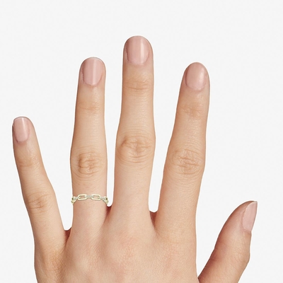 moda Ring For Women del vínculo de 9K Rose Gold With Silver Diamond
