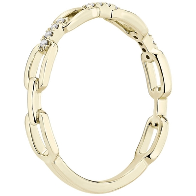 moda Ring For Women del vínculo de 9K Rose Gold With Silver Diamond