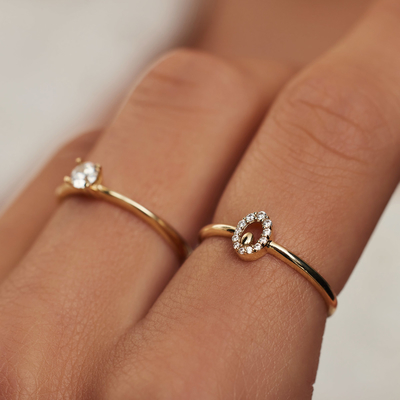 9K oro Ring With Silver Diamond Engagement Ring For Women