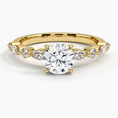 anillo inspirado copo de nieve de Diamond Jewelry Lady Women Engagement del laboratorio del oro 9K