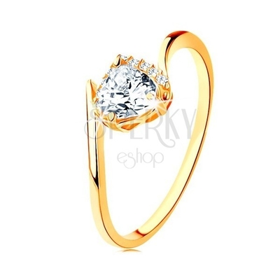 Oro de amarillo del anillo 18K de las mujeres del compromiso del solitario de Moissanite del corazón