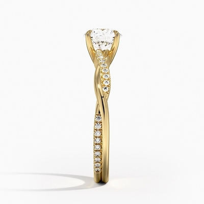 Oro amarillo torcido menudo de Diamond Engagement Ring In 9k de la vid