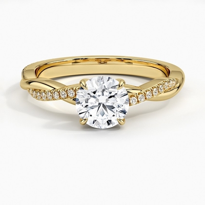 Oro amarillo torcido menudo de Diamond Engagement Ring In 9k de la vid