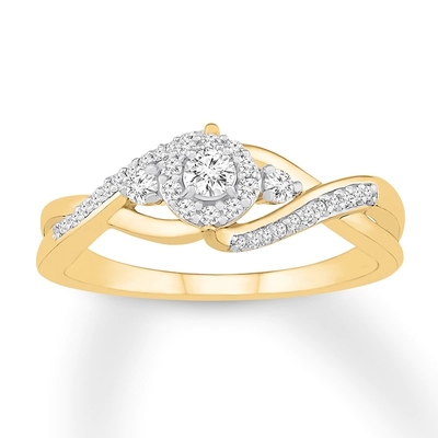 Anillo de bodas del oro amarillo de la ronda 9K de Diamond Ring 1/4 ct TW