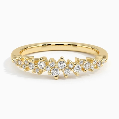 Aturdir el modelo de la alianza de boda única de los diamantes redondos compensados con el oro 9K