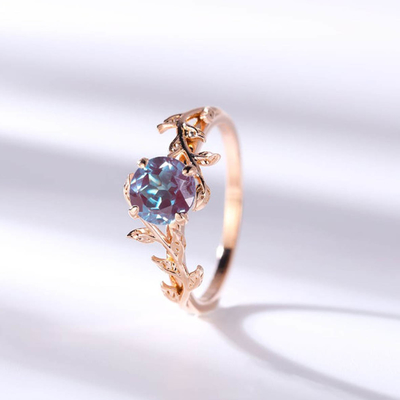 anillos de la alianza de boda de Ring Set Tear Drop Alexandrite de la joyería del oro blanco 14K