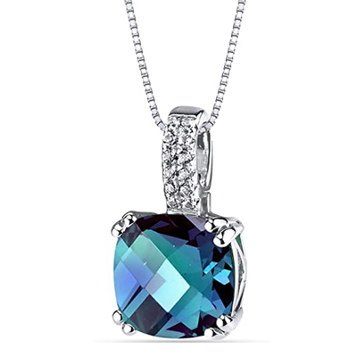 El laboratorio del collar de las mujeres de Sterling Silver Jewelry Fashion CZ de la venta al por mayor 925 creó el colgante de piedra del Alexandrite