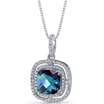 El laboratorio del collar de las mujeres de Sterling Silver Jewelry Fashion CZ de la venta al por mayor 925 creó el colgante de piedra del Alexandrite