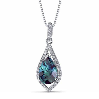 El laboratorio del collar de las mujeres de Sterling Silver Jewelry Fashion CZ de la venta al por mayor 925 creó el colgante de piedra del Alexandrite