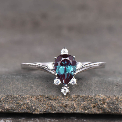 Joyería de piedra del Alexandrite sintético, 925 anillos de Sterling Silver Lab Created Alexandrite