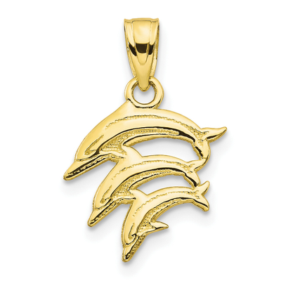 joyería fina de la vida marina pendiente de los pescados del collar del encanto del delfín del oro amarillo 10k para los regalos de las mujeres para ella