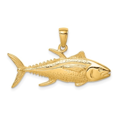 Quilate en el collar ligero amarillo 18 de la cadena de la cuerda del oro amarillo de Tuna Fish Pendant Charm With 14K del oro amarillo de los quilates 10K