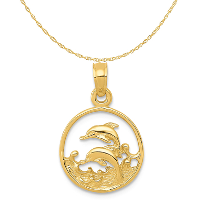 Quilate en el collar ligero amarillo 18 de la cadena de la cuerda del oro amarillo de Tuna Fish Pendant Charm With 14K del oro amarillo de los quilates 10K