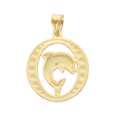 10k dos Tone Gold Dolphin Pendant, joyería animal del alcohol, regalos de la vida marina para ella con la cadena de 18 pulgadas