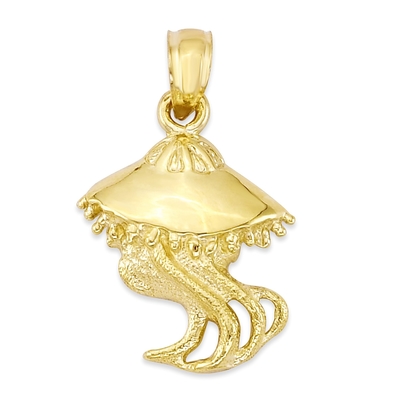 colgante de las medusas del oro 14k para el collar, joyería animal del alcohol, regalos de la vida marina para ella con la cadena de 20 pulgadas
