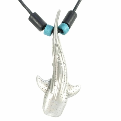 925 pescados blancos azules del esmalte de Sterling Silver 3D encantan el collar pendiente