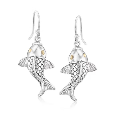 los aros del oído de los pendientes del aro del delfín del oro amarillo 14k fijaron la joyería fina de la vida marina animal para los regalos de las mujeres para ella