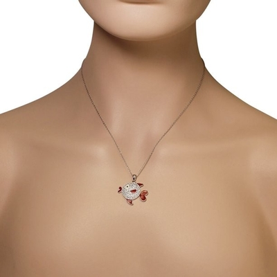 Oro amarillo Sapphire Seahorse Pendant Necklace azul, joyería de la vida marina del estilo del océano