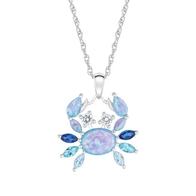 El ópalo creado/Sapphire Sea Life Pendant creada, creó a Topaz Crazy Crab Pendant