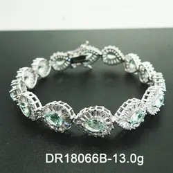Pulsera de tenis de rubí sintético de la lágrima de Sterling Silver Pear Cut Green de la joyería 925 de la CZ