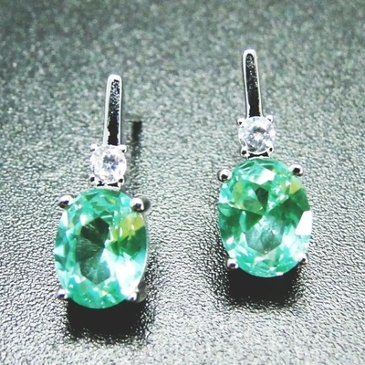 Piedra cúbica Ring Earrings Pure 925 Sterling Silver Fashion Jewelry Set del Zircon de los rubíes sintéticos verdes