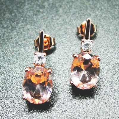Piedra cúbica Ring Earrings Pure 925 Sterling Silver Fashion Jewelry Set del Zircon de los rubíes sintéticos verdes