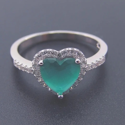 La joyería caliente del Zircon de Sterling Silver Heart Shaped Green de la venta 925 fija para el regalo de la mujer de la moda