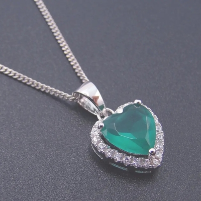 La joyería caliente del Zircon de Sterling Silver Heart Shaped Green de la venta 925 fija para el regalo de la mujer de la moda