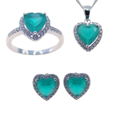 La joyería caliente del Zircon de Sterling Silver Heart Shaped Green de la venta 925 fija para el regalo de la mujer de la moda