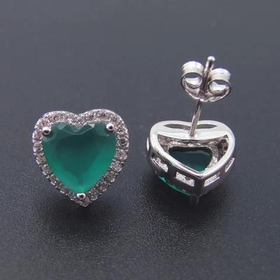 La joyería caliente del Zircon de Sterling Silver Heart Shaped Green de la venta 925 fija para el regalo de la mujer de la moda