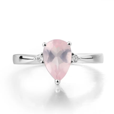 Anillo de compromiso de moda de la boda del solitario de la forma de la pera de Sterling Silver Green Spinel Ring