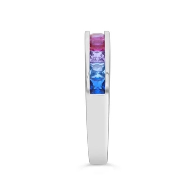 El Baguette de Sterling Silver Rainbow CZ de la venta al por mayor 925 empiedra la joyería del partido de Ring Multicolor Zircon Ring For