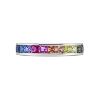 El Baguette de Sterling Silver Rainbow CZ de la venta al por mayor 925 empiedra la joyería del partido de Ring Multicolor Zircon Ring For