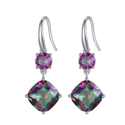 Anillo de compromiso místico de Topaz Mystic Topaz Birthstone Month del nuevo arco iris de 925 Sterling Silver CZ