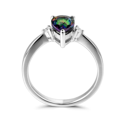 Anillo de compromiso místico de Topaz Mystic Topaz Birthstone Month del nuevo arco iris de 925 Sterling Silver CZ
