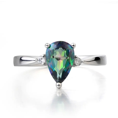 Anillo de compromiso místico de Topaz Mystic Topaz Birthstone Month del nuevo arco iris de 925 Sterling Silver CZ
