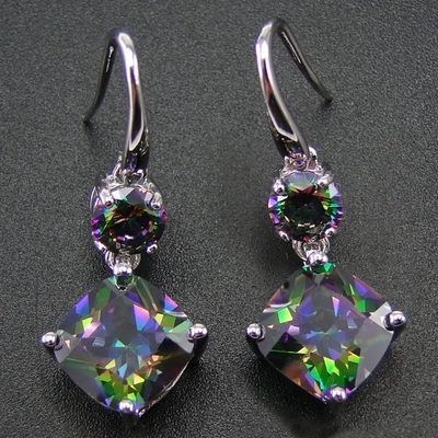 Anillo de compromiso místico de Topaz Mystic Topaz Birthstone Month del nuevo arco iris de 925 Sterling Silver CZ