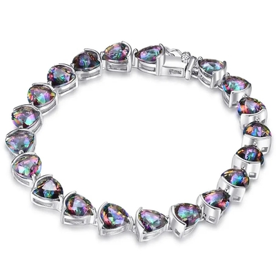 Venta al por mayor 925 Sterling Silver Trillion Cut Mystic Topaz Tennnis Bracelet